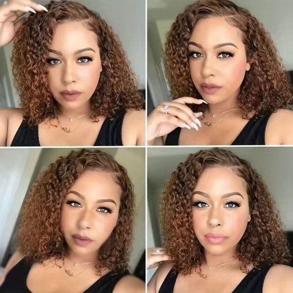 180% Density Chocolate Brown 13×4 Lace Frontal Jerry Curly Human Hair Wig